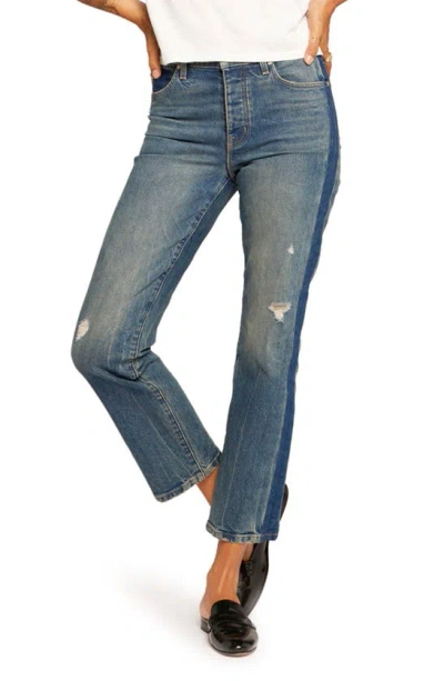 Current Elliott The Soulmate Distressed High Waist Straight Leg Jeans In Wedgewood