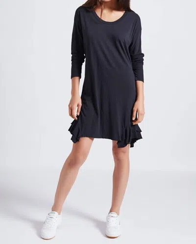 Current Elliott Tier Long Sleeve Dress In Black With Destroy