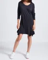 Current Elliott Tier Long Sleeve Dress In Black With Destroy In Black