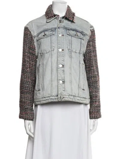 Pre-owned Current Elliott Tweed Pattern Denim Jacket In Blue