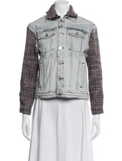 Pre-owned Current Elliott Tweed Pattern Denim Jacket W/ Tags In Blue