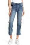 Current Elliott Uneven Seemed Original Straight Floral Jeans In Blue In Blue