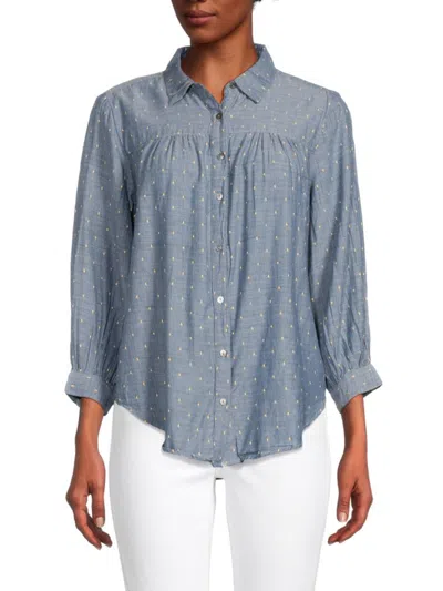 Current Elliott Women's Seaside Micro Ditsy Shirt In Chambray