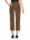 Current Elliott Women's The Boy Genius Ribbed Cropped Pants In Brown