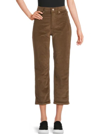 Current Elliott Women's The Boy Genius Ribbed Cropped Pants In Brown