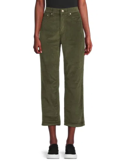 Current Elliott Women's The Boy Genius Ribbed Cropped Pants In Dark Green