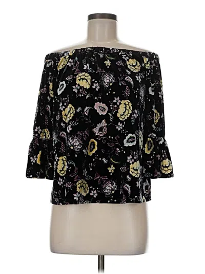 Pre-owned Current Project 3/4 Sleeve Blouse In Black