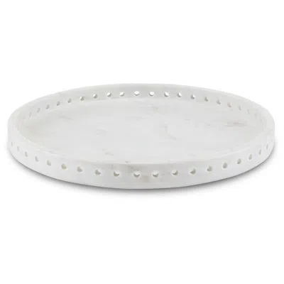 Currey & Company Freya Round Stone Tray In White
