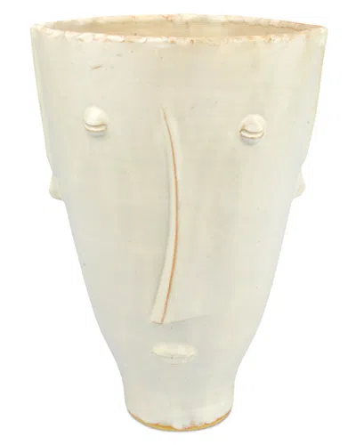 Currey & Company 12.5in Terracotta Paul Vase In White