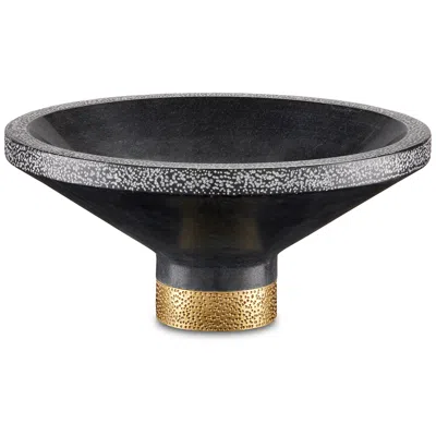Currey & Company 14" Vincent Black Marble Bowl