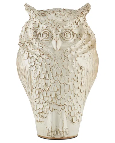 Currey & Company 14in Minerva Owl Sculpture In White