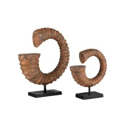 Currey & Company 2 - Piece Figurines & Sculptures Set In Rustic,black