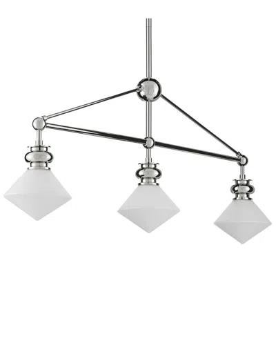 Currey & Company 22.5in Rycroft Nickel Rectangular 3-light Opaque Glass Chandelier