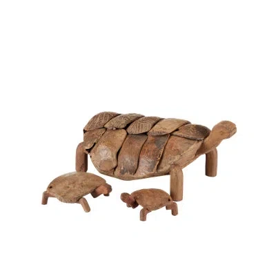 Currey & Company 3 Piece Turtle Figurine & Sculpture Set In Brown