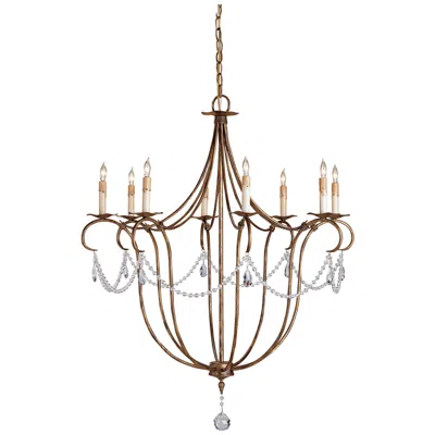 Currey & Company 31" Gold Crystal 8-light Candelabra Chandelier