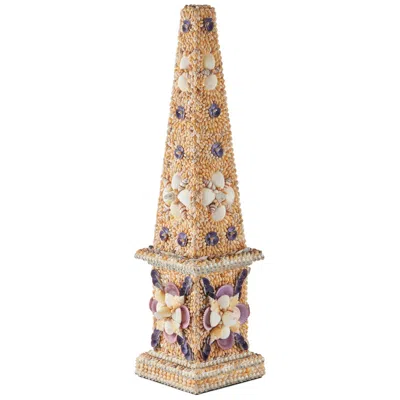 Currey & Company Coquillage Tall Obelisk In Animal Print