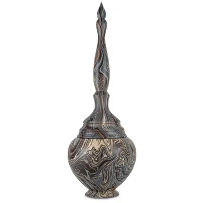 Currey & Company Marbleized Tall Turret Box In Animal Print