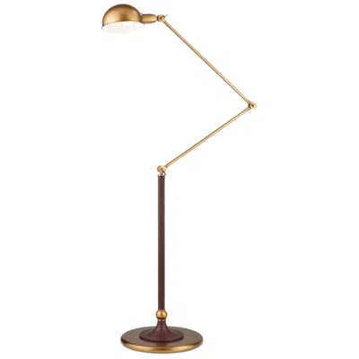 Currey & Company 63.0" Libretto Faux Leather And Brass Floor Lamp