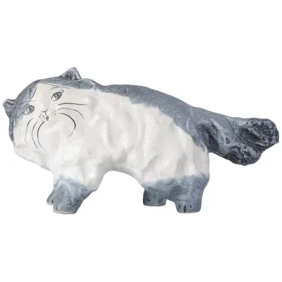 Currey & Company 6.5" X 12.8" X 4.5" Siamese Cat Object In Gray