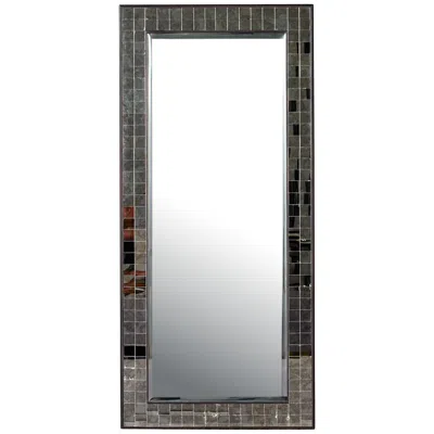 Currey & Company Mosaico Rectangular Floor Mirror In Black