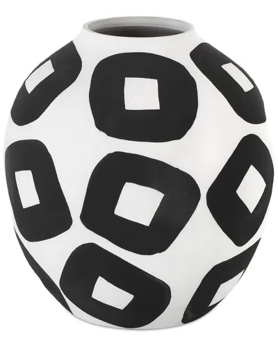 Currey & Company 9.5in Porcelain Pagliacci Vase In White