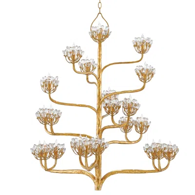 Currey & Company Agave Americana 42" 22-light Gold Leaf Chandelier