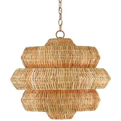 Currey & Company Antibes 22 1/2" Natural Rattan Modern Pendant