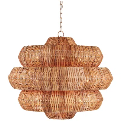 Currey & Company Antibes 30" Wide Khaki And Natural Rattan Chandelier