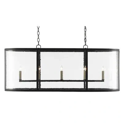 Currey & Company Argand 8 - Light Kitchen Island Rectangle Pendant In Black