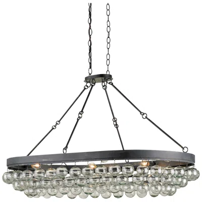 Currey & Company Balthazar 46" Wide French Black 6-light Oval Chandelier