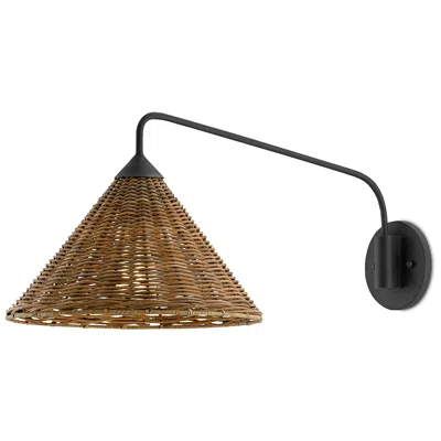 Currey & Company Basket Blacksmith And Natural Swing Arm Wall Lamp