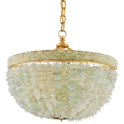 Currey & Company Bayou 19" Wide Gold Seaglass Pendant Light