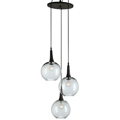 Currey & Company Beckett Trio 18" Rust Iron Multi Glass Pendant