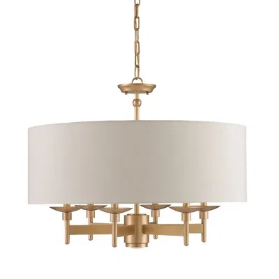 Currey & Company Bering 7 - Light Shaded Drum Chandelier In White