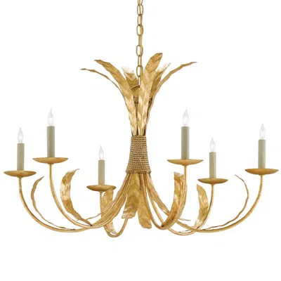 Currey & Company Bette 33" 6-light Grecian Gold Leaf Chandelier
