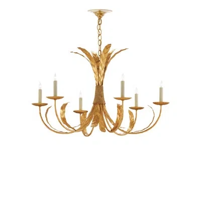Currey & Company Bette 6 - Light Candle Style Classic/traditional Chandelier With Rope Accents In Grecian Gold Leaf