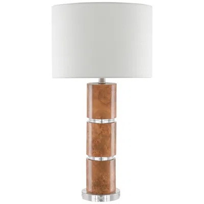 Currey & Company Birdseye Maple Veneer Column Table Lamp
