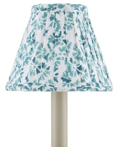 Currey & Company Block Print Pleated Chandelier Shade In Blue