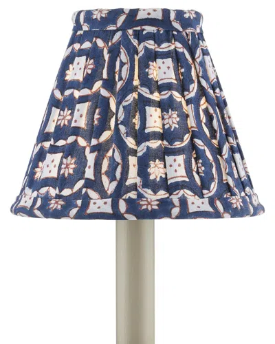 Currey & Company Block Print Pleated Chandelier Shade In Blue
