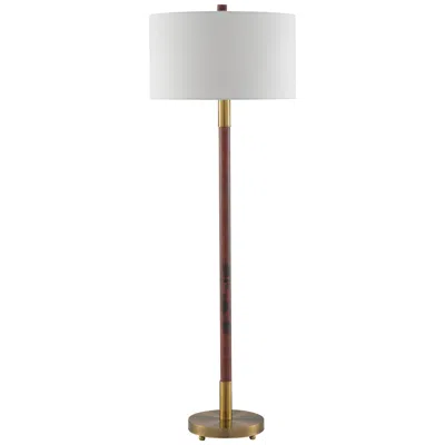 Currey & Company Bravo 66 1/4" Mahogany Antique Brass Floor Lamp