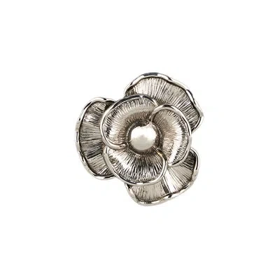 Currey & Company Briallen Flower Pull In Polished Nickel