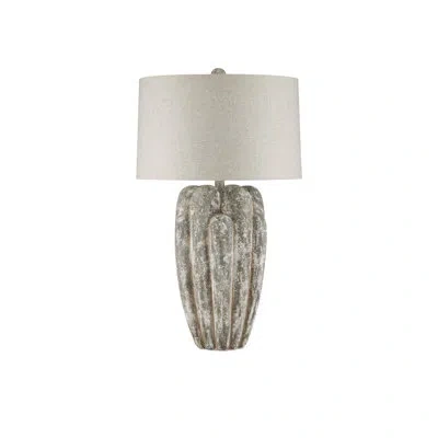 Currey & Company Buttress Table Lamp In Dark Gray,white Texture