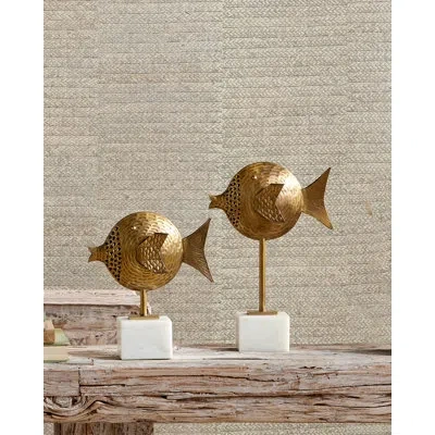 Currey & Company Cici 2 Piece Fish Figurine Set In Gold