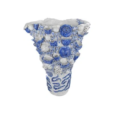 Currey & Company Coral Reef Large Vase In Blue