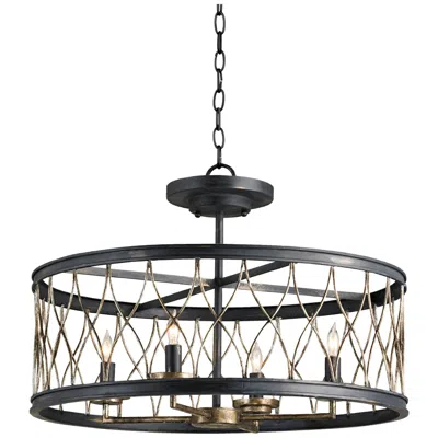 Currey & Company Crisscross 22" Wide Black Chandelier