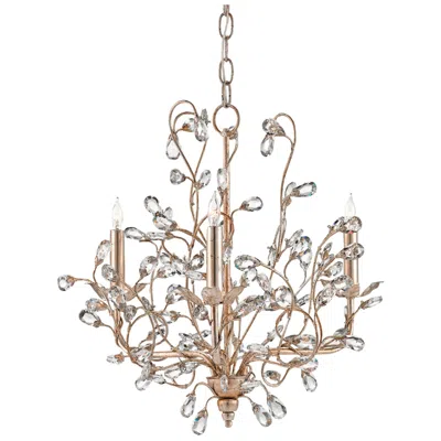 Currey & Company Crystal Bud 18" Wide Silver Granello 3-light Chandelier
