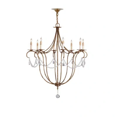 Currey & Company Crystal Lights 8 - Light Candle Style Empire Chandelier With Crystal Accents In Gold