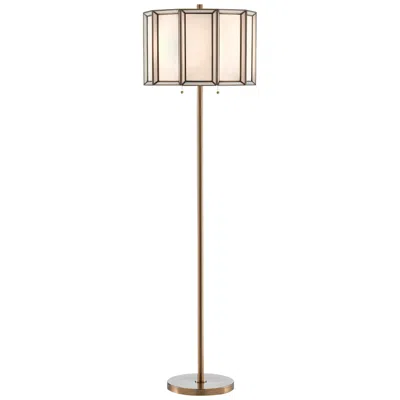 Currey & Company Daze Antique Brass Art Glass Shade Pull Chain Floor Lamp
