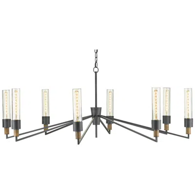 Currey & Company Delgado 51 3/4" Wide Antique Black Wood 8-light Chandelier