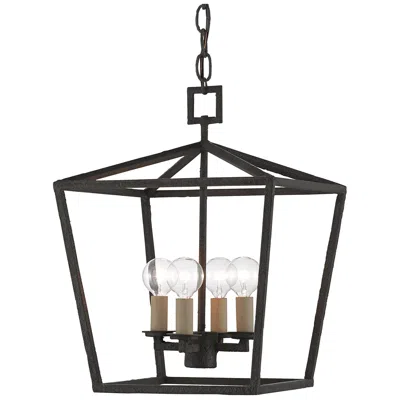Currey & Company Denison 12" Small Black 4-light Lantern